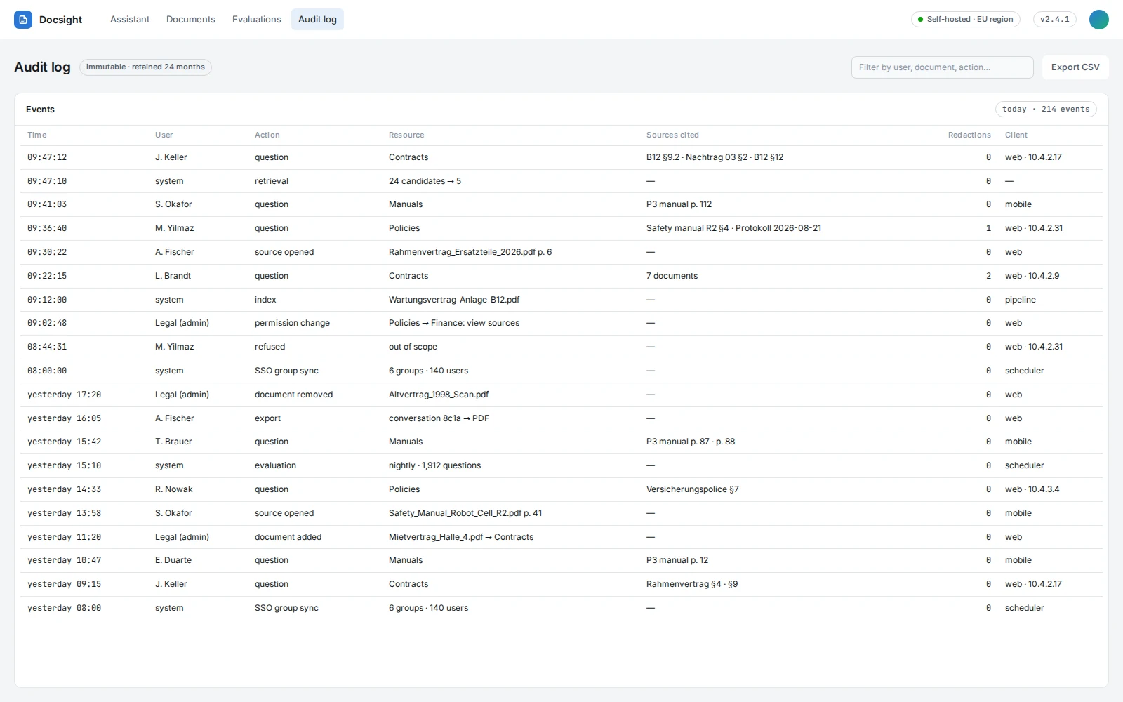 Audit log