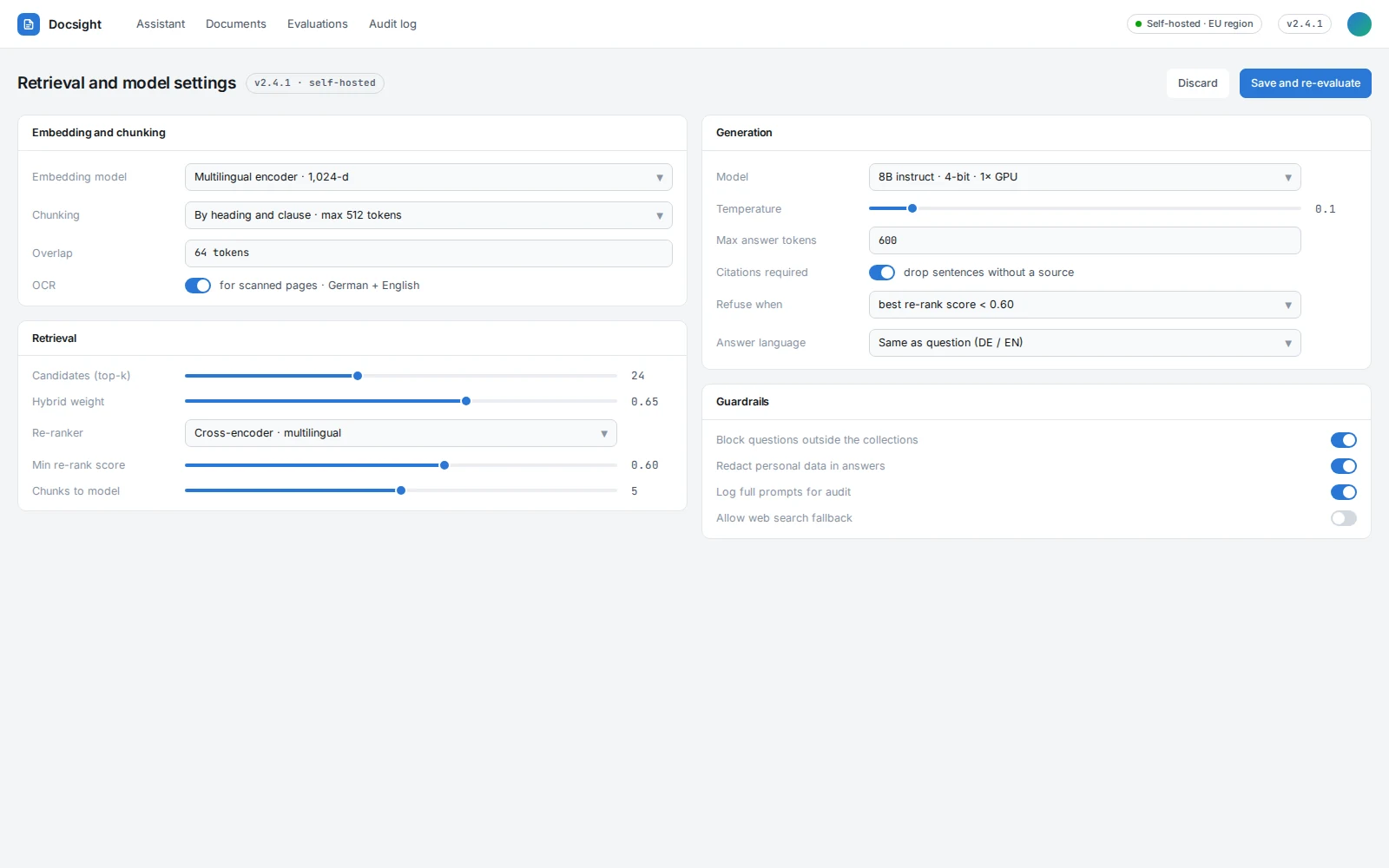 Retrieval and model settings